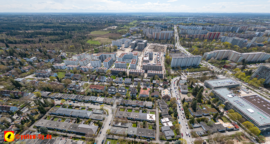 21.04.2023 - Luftbilder von der Baustelle Alexisquartier und Pandion Verde in Neuperlach